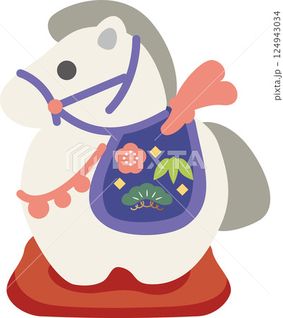 年賀2026　年賀状　2026　土鈴　干支　馬　午　午年　うまどし　かわいい　飾り　イラスト素材 124943034