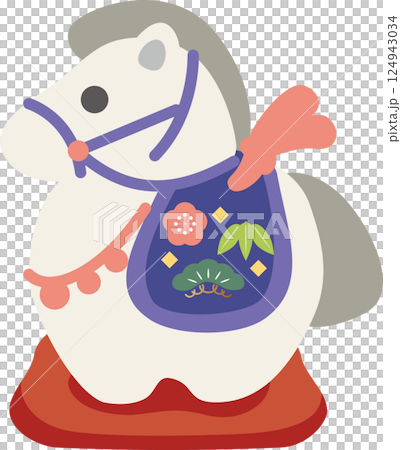 年賀2026　年賀状　2026　土鈴　干支　馬　午　午年　うまどし　かわいい　飾り　イラスト素材 124943034