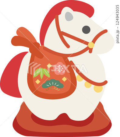 年賀2026　年賀状　2026　土鈴　干支　馬　午　午年　うまどし　かわいい　飾り　イラスト素材 124943035