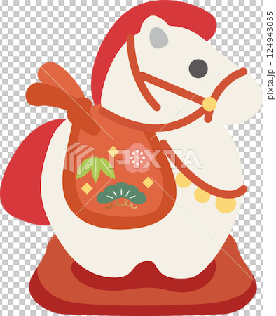 年賀2026　年賀状　2026　土鈴　干支　馬　午　午年　うまどし　かわいい　飾り　イラスト素材 124943035