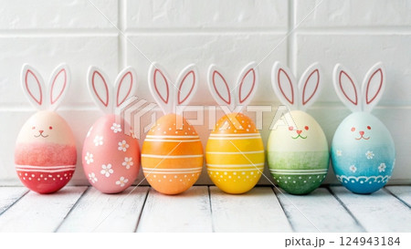 close up of colored easter eggs 124943184