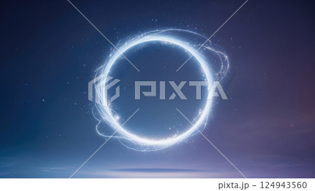 白いフリルのついたリングが光り輝く 白いフリルのついたリングが光り輝く 124943560