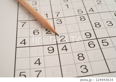 Sudoku puzzle, game to play for keep you brain younger for developing Alzheimer disease in senior patient. Sudoku puzzle, game to play for keep you brain younger for developing Alzheimer disease in senior patient. 124943614
