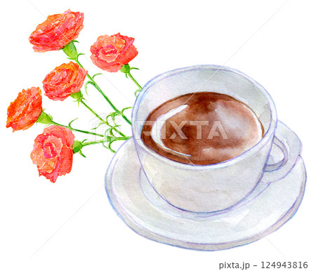 水彩イラスト　母の日ギフト　コーヒーギフト 124943816