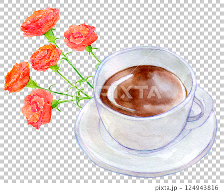 水彩イラスト　母の日ギフト　コーヒーギフト 124943816