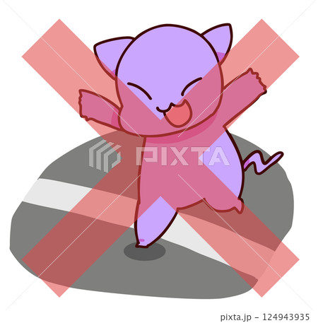 白線からはみ出す猫を禁止する 124943935