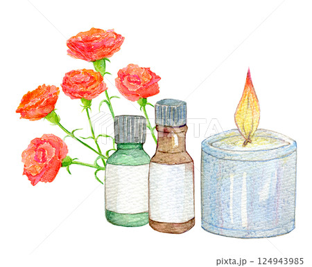 水彩イラスト　母の日ギフト　アロマグッズ 124943985