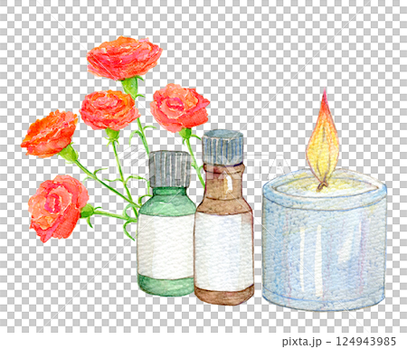 水彩イラスト　母の日ギフト　アロマグッズ 124943985