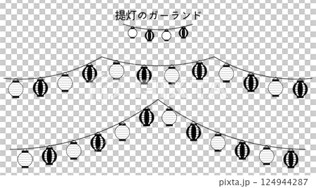 お祭りやイベントに使える提灯のガーランド。広告やチラシの装飾に使えるあしらい。提灯のガーランド。 124944287