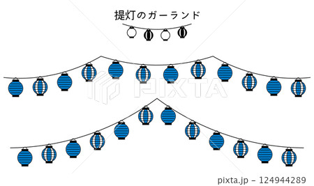 お祭りやイベントに使える提灯のガーランド。広告やチラシの装飾に使えるあしらい。提灯のガーランド。 124944289