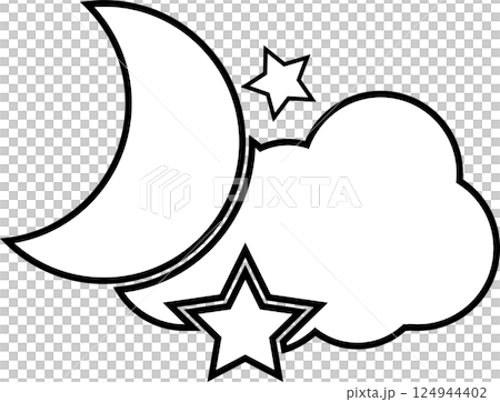 moon, star and clouds. 124944402