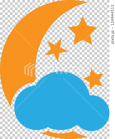moon, star and clouds. moon, star and clouds. 124944513