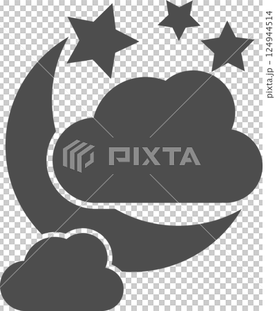 moon, star and clouds. moon, star and clouds. 124944514