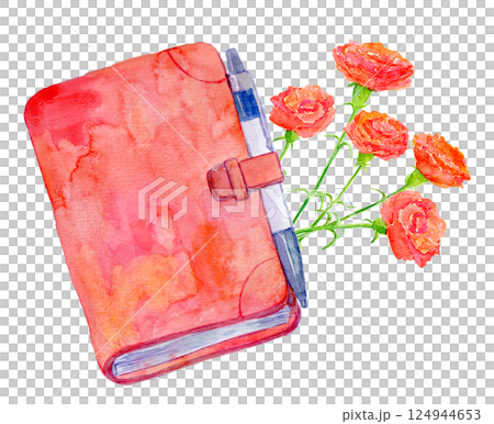 Watercolor illustration Mother's Day gift Red notebook 124944653