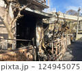 burnt house in Japan. charred house. fire 124945075