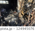burnt house in Japan. charred house. fire 124945076