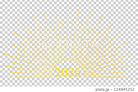 サンバースト、初日の出イメージ、2026年のシンプルな年賀状素材 124945252