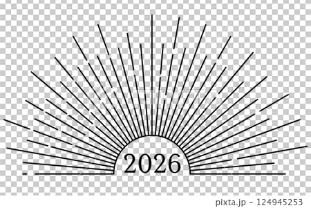 Sunburst, first sunrise image, simple New Year's card material for 2026 124945253