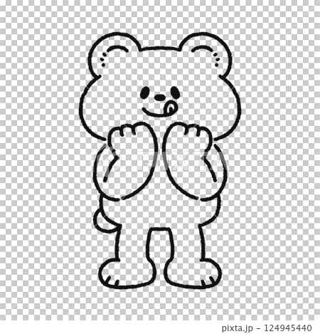 舌をペロリと出したクマ 線画 舌をペロリと出したクマ 線画 124945440