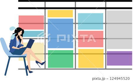 オンライン会議の予定詰まっているグラフィック素材イラスト 124945520