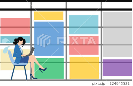 オンライン会議の予定詰まっているグラフィック素材イラスト 124945521