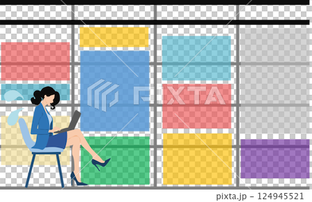 オンライン会議の予定詰まっているグラフィック素材イラスト 124945521
