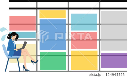 オンライン会議の予定詰まっているグラフィック素材イラスト 124945523
