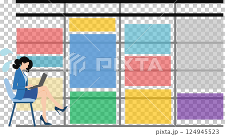 オンライン会議の予定詰まっているグラフィック素材イラスト 124945523