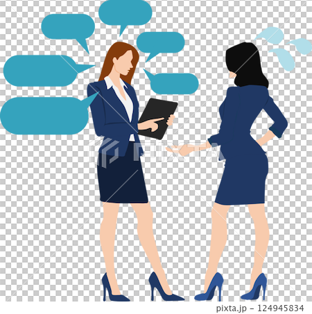 過剰な要求するビジネスウーマンのイラスト 過剰な要求するビジネスウーマンのイラスト 124945834