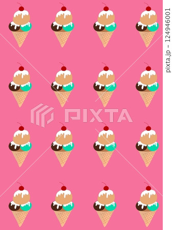 seamless pattern with ice cream and fruits 124946001