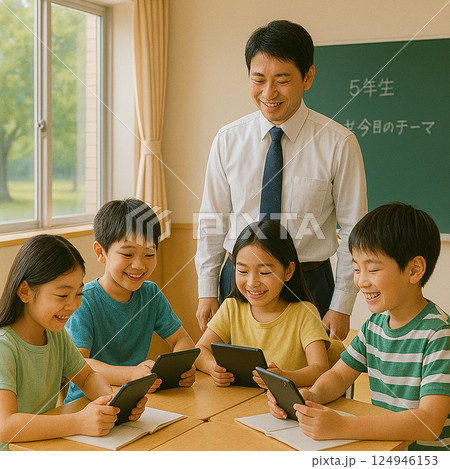 タブレットを使った授業 124946153