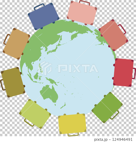 Suitcase and globe traveling around the world - Global illustration for education, travel and business 124946491