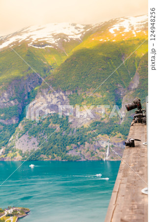 Camera in mountains, photography in wildlife Camera in mountains, photography in wildlife 124948256