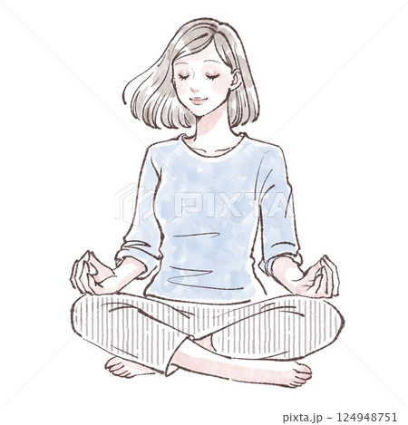 瞑想をする女性のイラスト 124948751