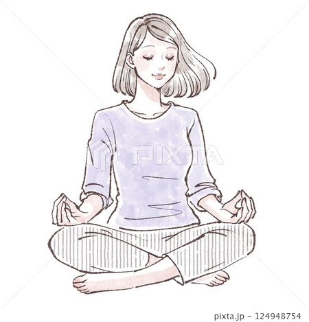 瞑想をする女性のイラスト 124948754