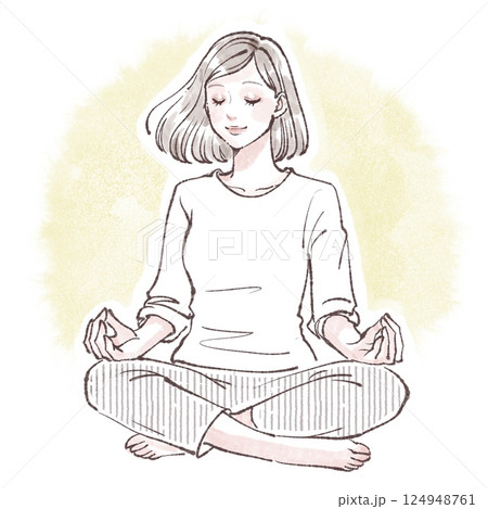 瞑想をする女性のイラスト 124948761