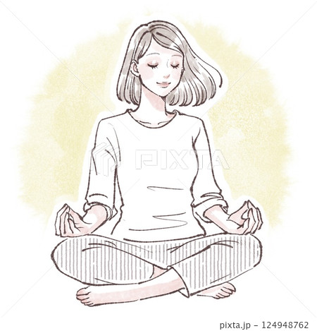 瞑想をする女性のイラスト 124948762