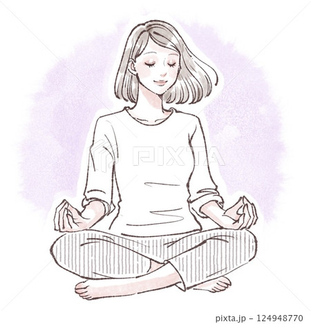 瞑想をする女性のイラスト 124948770