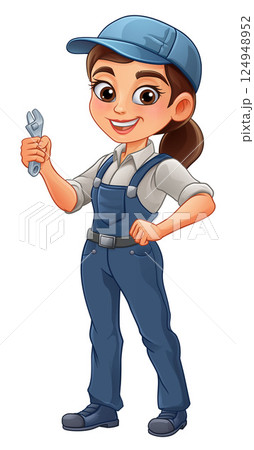 Woman Female Spanner Wrench Mechanic Plumber 124948952