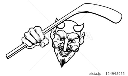 Devil Satan Ice Hockey Sports Mascot Cartoon 124948953