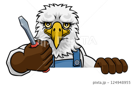 Eagle Electrician Handyman Holding Screwdriver 124948955