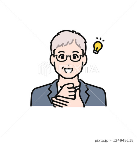 納得するビジネスカジュアルなシニア世代の男性 124949119