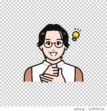 納得するビジネスカジュアルなミドル世代の男性 124949120