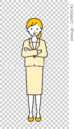 Full body pose_simple senior office worker woman 11 124950142