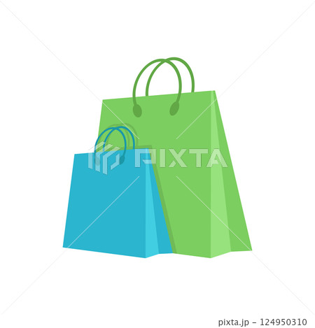 Shopping bag packing icon in flat style. Package vector illustration on isolated background. Purchase sign business concept. Shopping bag packing icon in flat style. Package vector illustration on isolated background. Purchase sign business concept. 124950310