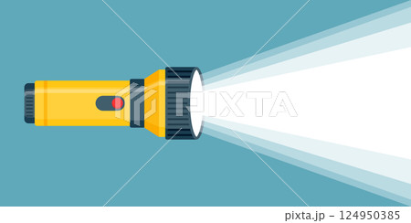 Flashlight icon in flat style. Electric lamp vector illustration on isolated background. Pocket lantern sign business concept. Flashlight icon in flat style. Electric lamp vector illustration on isolated background. Pocket lantern sign business concept. 124950385