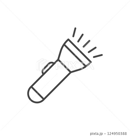 Flashlight icon in flat style. Electric lamp vector illustration on isolated background. Pocket lantern sign business concept. 124950388