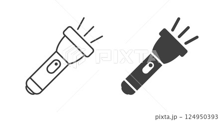 Flashlight icon in flat style. Electric lamp vector illustration on isolated background. Pocket lantern sign business concept. Flashlight icon in flat style. Electric lamp vector illustration on isolated background. Pocket lantern sign business concept. 124950393