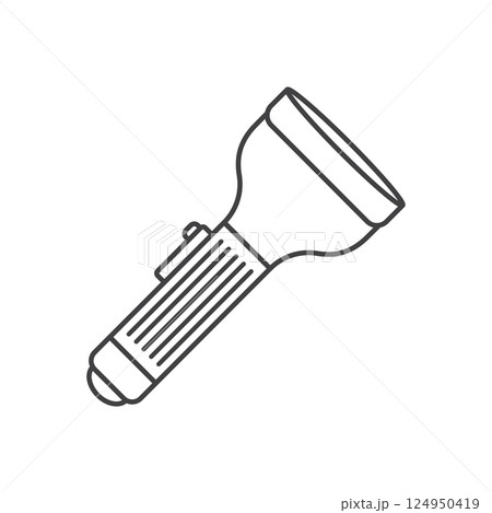 Flashlight icon in flat style. Electric lamp vector illustration on isolated background. Pocket lantern sign business concept. 124950419