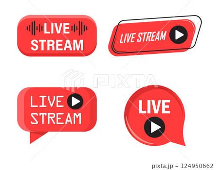 Live stream button icon in flat style. Webinar vector illustration on isolated background. Streaming sign business concept. 124950662